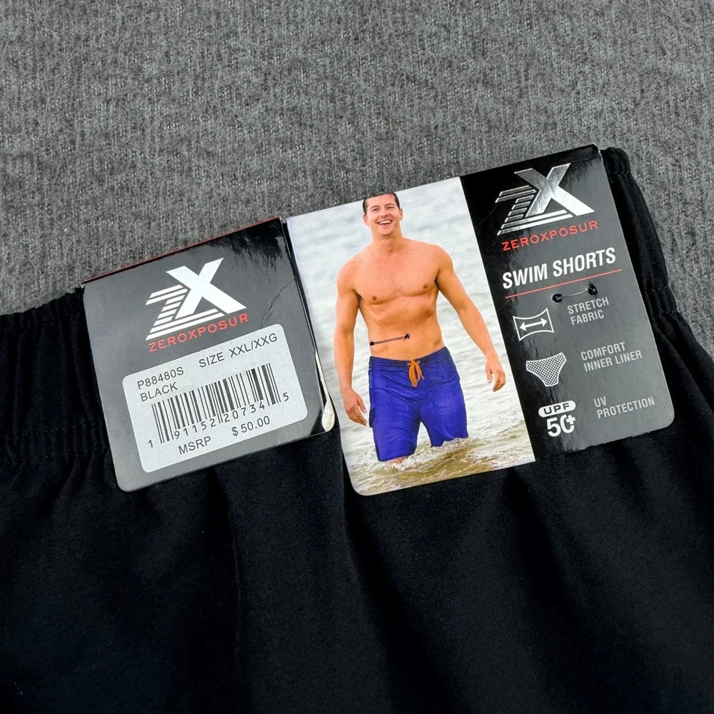 ZeroXposur Swim Shorts Men's XXL Black‎ Cargo Stretch UPF 50+ P88480S
